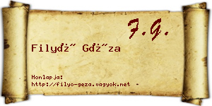 Filyó Géza névjegykártya